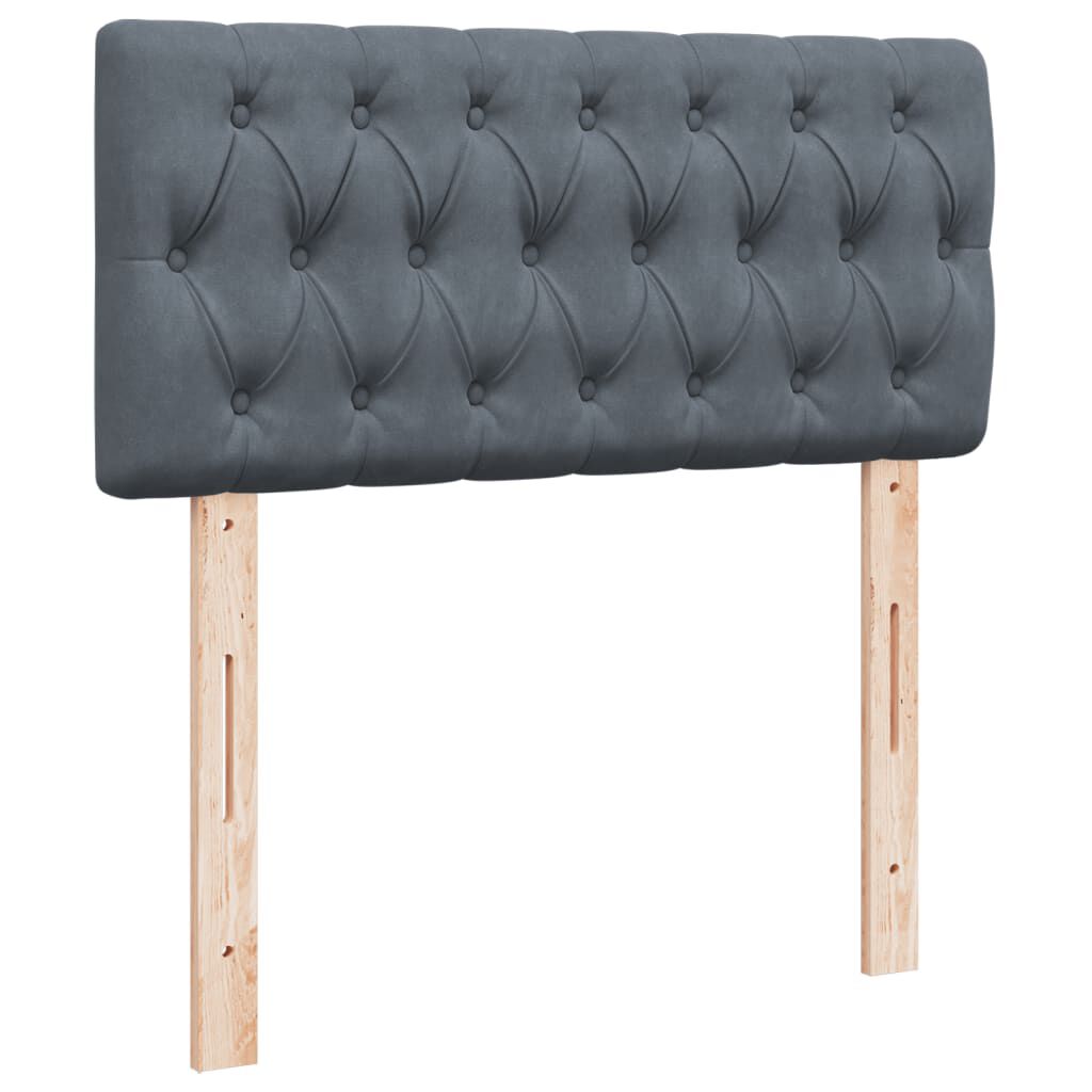vidaXL Κρεβάτι Boxspring με Στρώμα Σκούρο Γκρι 90x200 εκ. Βελούδινο