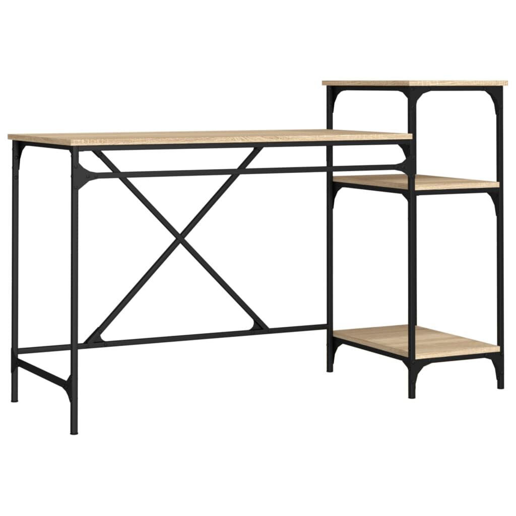 vidaXL Γραφείο με Ράφια Sonoma Δρυς 135x50x90 εκ. Επεξ. Ξύλο/Σίδηρος