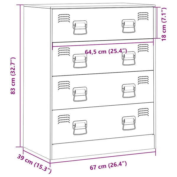 vidaXL Μπουφές Ανθρακί 67x39x83 εκ. από Ατσάλι