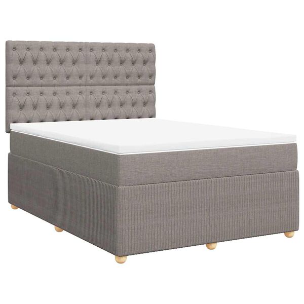 vidaXL &Kappa;&rho;&epsilon;&beta;ά&tau;&iota; Boxspring &mu;&epsilon; &Sigma;&tau;&rho;ώ&mu;&alpha; Taupe 140x190 &epsilon;&kappa;. &Upsilon;&phi;&alpha;&sigma;&mu;ά&tau;&iota;&nu;&omicron;