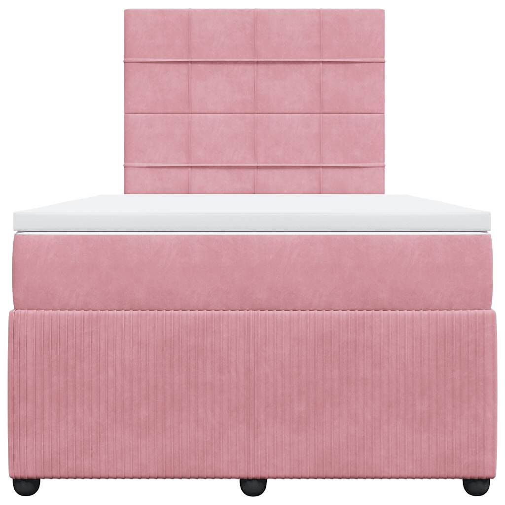 vidaXL Κρεβάτι Boxspring με Στρώμα Ροζ 120x200 εκ. Βελούδινο