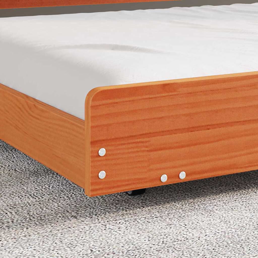 vidaXL Σκελετός Κρεβατιού Καφέ 100 x 200 cm Μασίφ ξύλο πεύκου