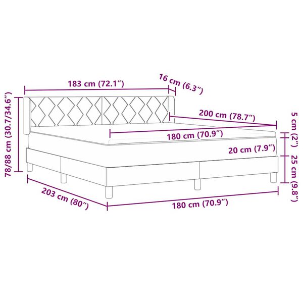 vidaXL Κρεβάτι με Ελατήρια με στρώμα Κρεμ 180 x 200 cm ύφασμα