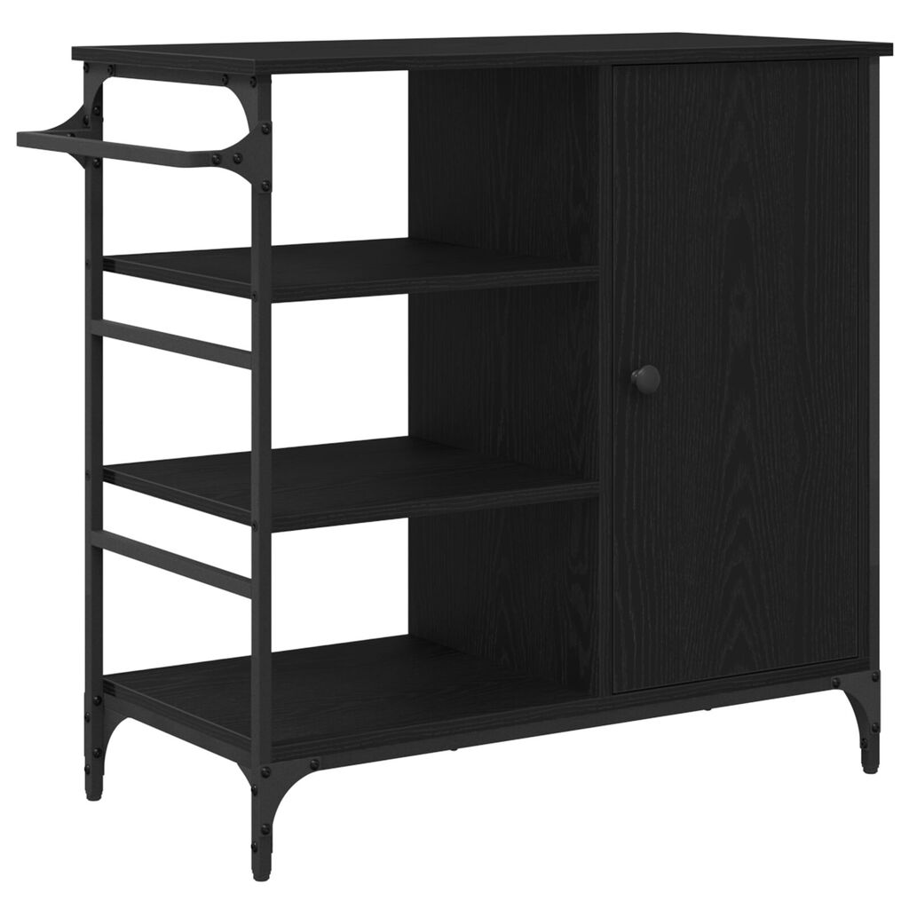 vidaXL Τρενάκι Κουζίνας Μαύρο Δρυς 87.5x38.5x84.5 cm Επεξεργασμένο Ξύλο
