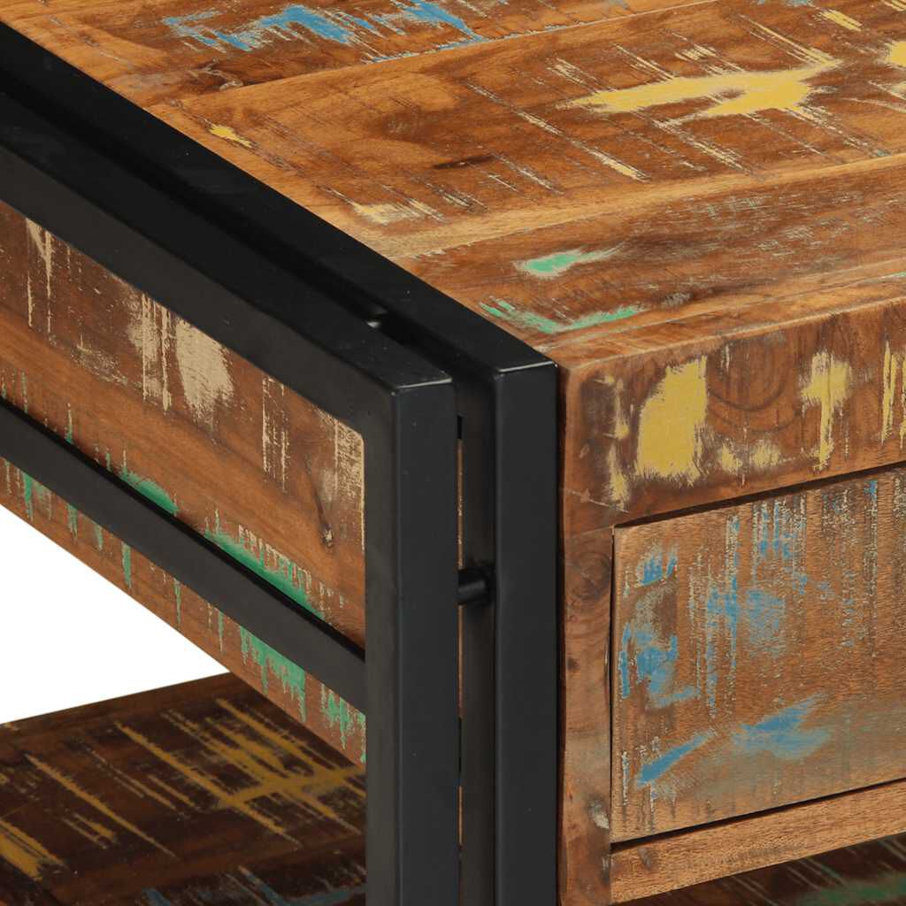 vidaXL Τραπεζάκι σαλονιού πολύχρωμο 90x50x38cm Ξύλο μασίφ αναγεννημένο