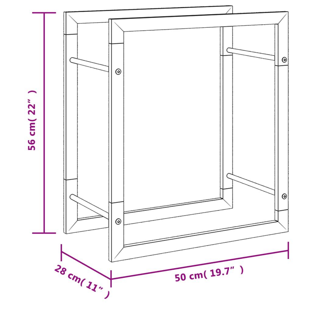 vidaXL Ραφιέρα Καυσόξυλων 50 x 28 x 56 εκ. από Ανοξείδωτο ατσάλι