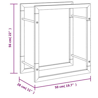 vidaXL Ραφιέρα Καυσόξυλων 50 x 28 x 56 εκ. από Ανοξείδωτο ατσάλι