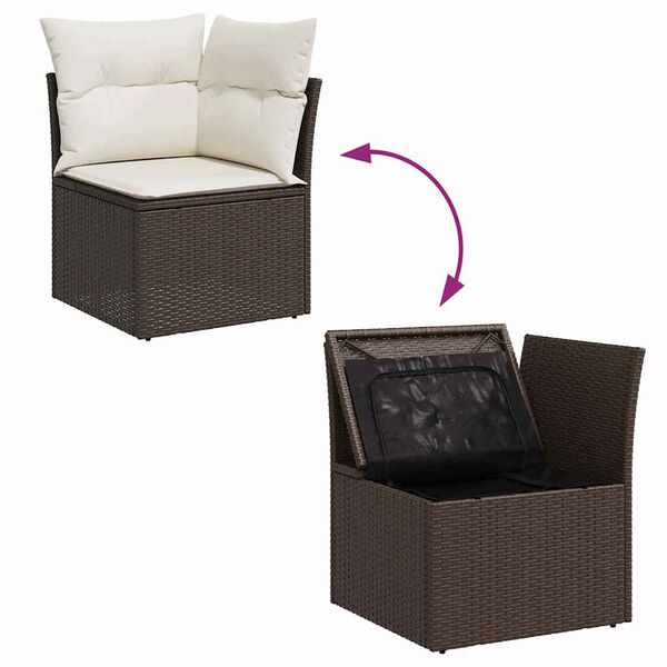 vidaXL Σετ Καναπέ Κήπου με αποθήκευση 8 pcs Καφέ Πολυ ράταν