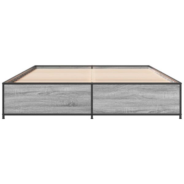 vidaXL Πλαίσιο Κρεβατιού Γκρι Sonoma 120 x 190εκ. Επεξ. Ξύλο & Μέταλλο