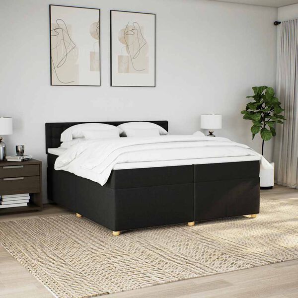 vidaXL &Kappa;&rho;&epsilon;&beta;ά&tau;&iota; Boxspring &mu;&epsilon; &Sigma;&tau;&rho;ώ&mu;&alpha; &Mu;&alpha;ύ&rho;&omicron; 200x200 &epsilon;&kappa;. &Upsilon;&phi;&alpha;&sigma;&mu;ά&tau;&iota;&nu;&omicron;
