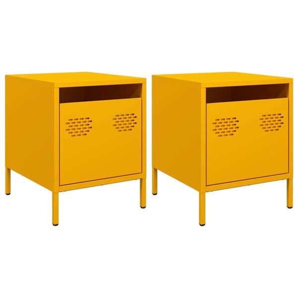 vidaXL Κομοδίνα 2 τεμ. Μουσταρδί 35x39x43,5 εκ. από Χάλυβα