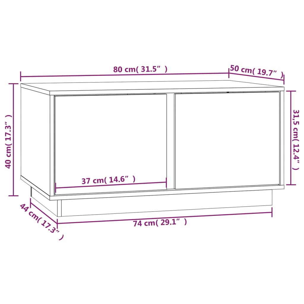 vidaXL Τραπεζάκι Σαλονιού Καφέ Μελί 80x50x40 εκ. Μασίφ Ξύλο Πεύκου