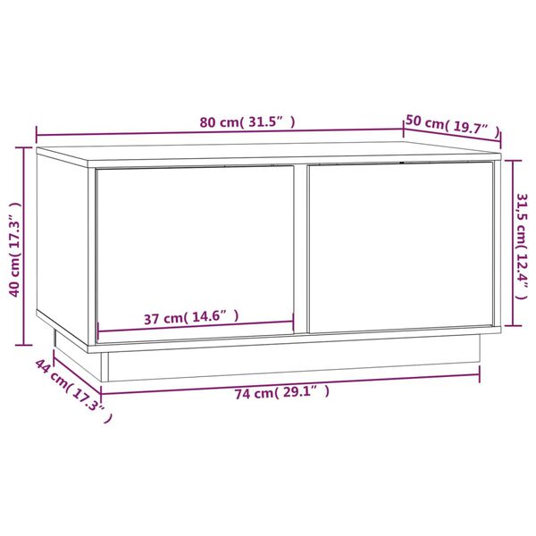 vidaXL Τραπεζάκι Σαλονιού Καφέ Μελί 80x50x40 εκ. Μασίφ Ξύλο Πεύκου