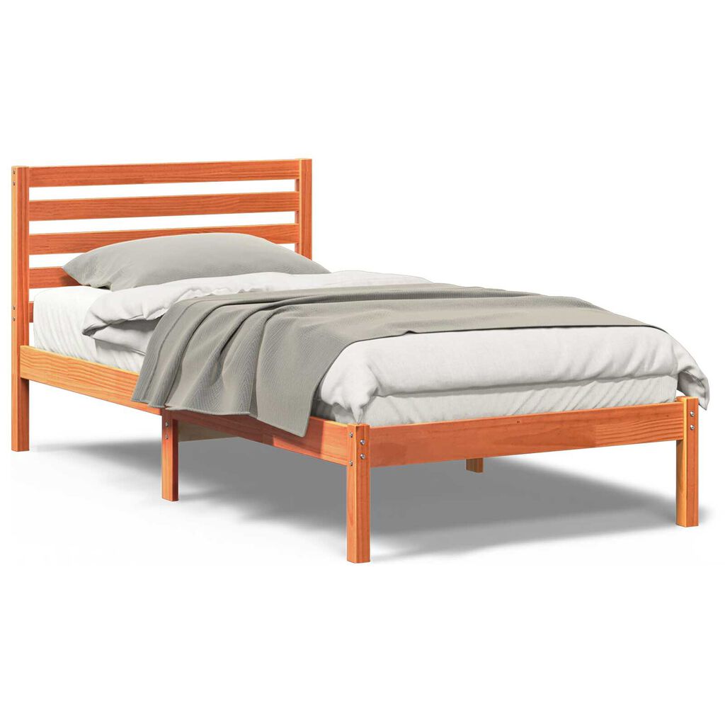 vidaXL Σκελετός Κρεβατιού Καφέ κεριού 90 x 190 cm Συμπαγές ξύλο πεύκου