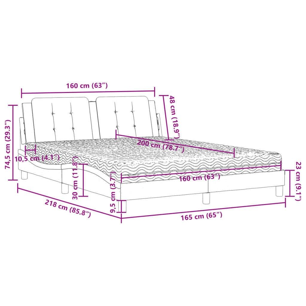 vidaXL Κρεβάτι με Στρώμα Λευκό 160x200εκ.από Συνθετικό Δέρμα