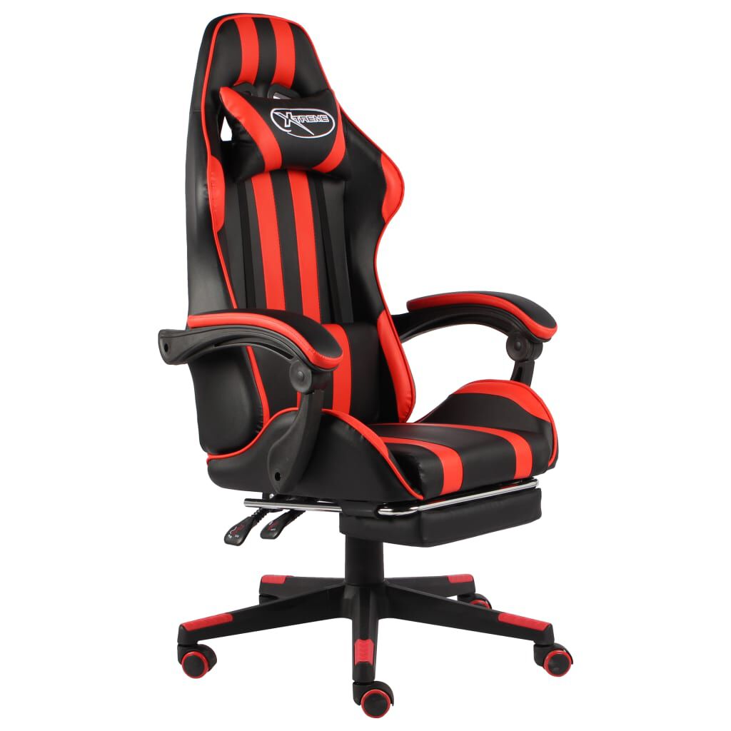 vidaXL Καρέκλα Racing με Υποπόδιο Μαύρο / Κόκκινο από Συνθετικό Δέρμα