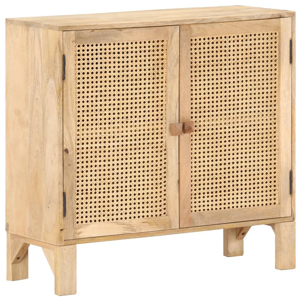 vidaXL Ντουλάπι 80x30x73 εκ. Μασίφ Ξύλο Μάνγκο και Φυσικό Ζαχαροκάλαμο