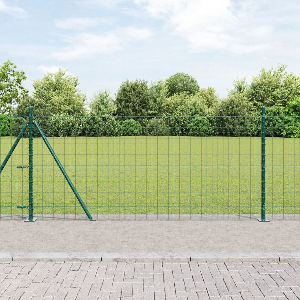 vidaXL Στυλίσκοι φράχτη με βάση 13 τεμ Ø32mm 90cm Γαλβανισμένος Χάλυψ