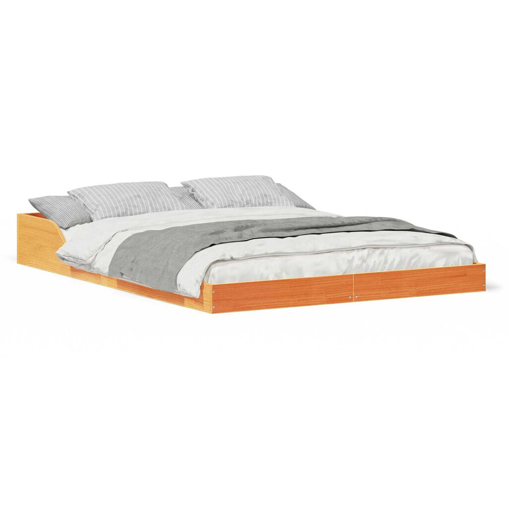 vidaXL Σκελετός Κρεβατιού Καφέ κεριού 120 x 200 cm Μασίφ ξύλο πεύκου
