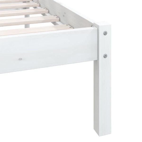 vidaXL Πλαίσιο Κρεβατιού Λευκό 135 x 190 εκ. Μασίφ Πεύκο Double