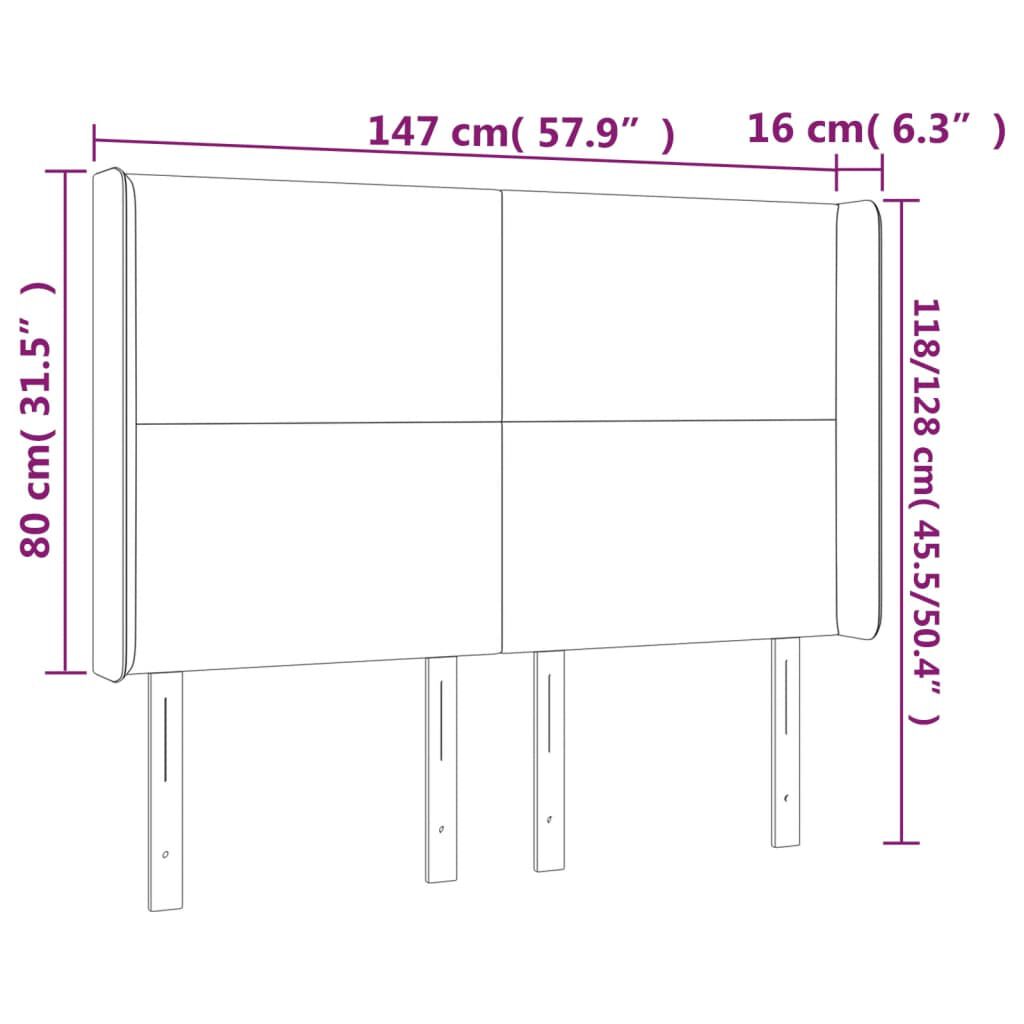 vidaXL Κεφαλάρι Κρεβατιού LED Ανοιχτό Γκρι 147x16x118/128εκ. Βελούδινο