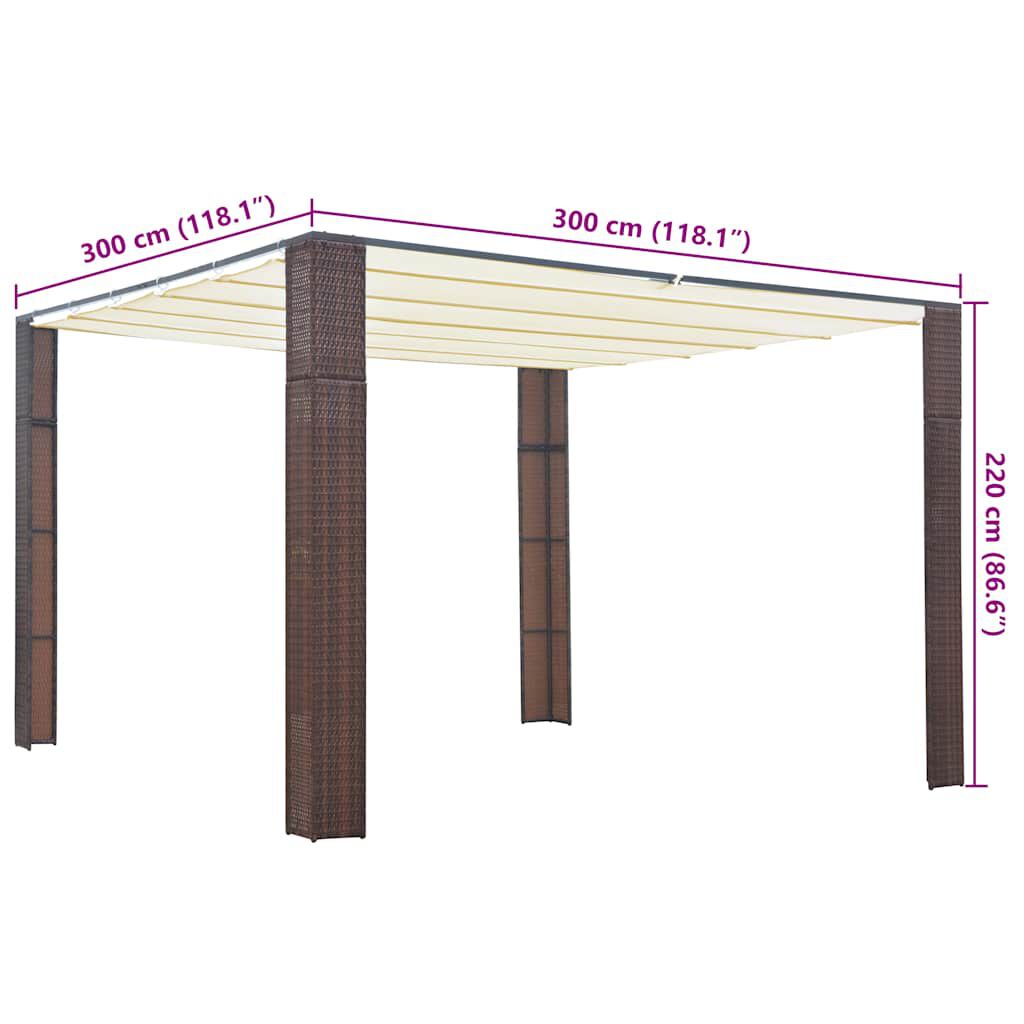 vidaXL Κιόσκι με Οροφή Καφέ/Κρεμ 300x300x220 εκ. από Συνθετικό Ρατάν