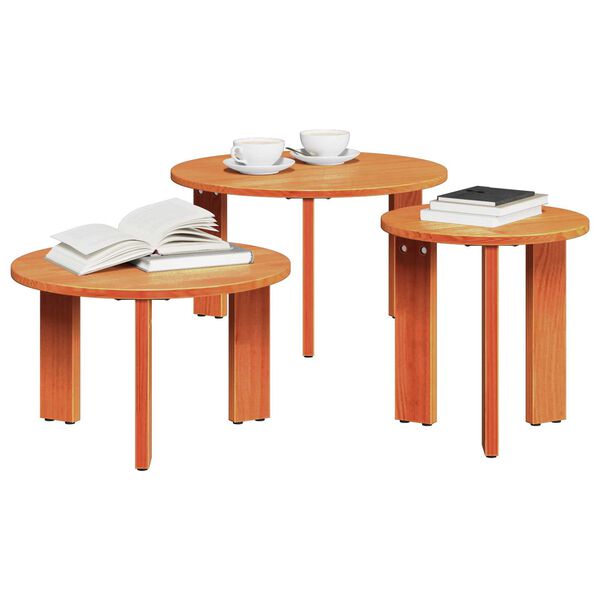 vidaXL Τραπεζάκι σαλονιού 3 pcs Καφέ κεριού 47.5 x 47.5 x 27 εκ.