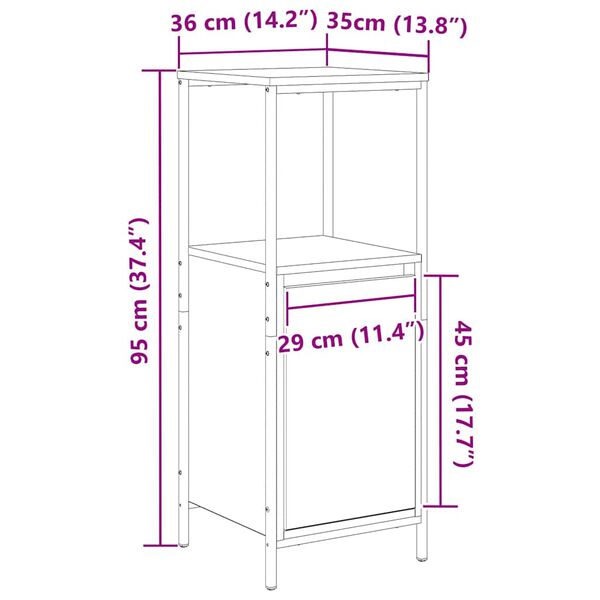 vidaXL Ντουλάπι Μπάνιου με Καθρέφτη Γκρι Sonoma 36x35x95 εκ.