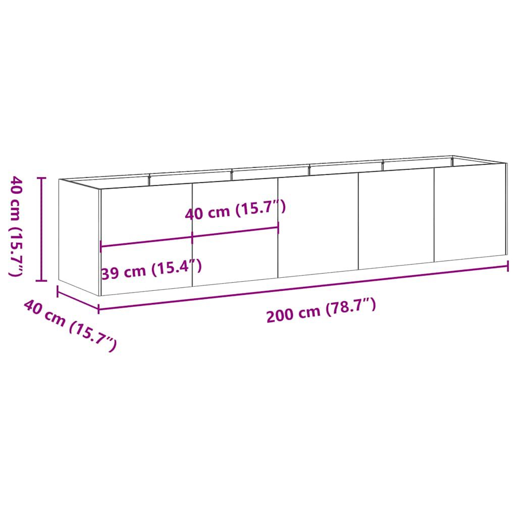 vidaXL Ζαρντινιέρα 200x40x40 εκ. από Γαλβανισμένο Ατσάλι