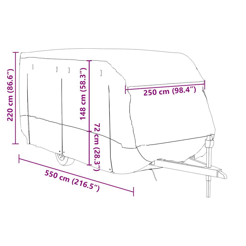 vidaXL Κάλυμμα τροχόσπιτου Γκρι 550x250x220 cm Μη υφασμένο ύφασμα