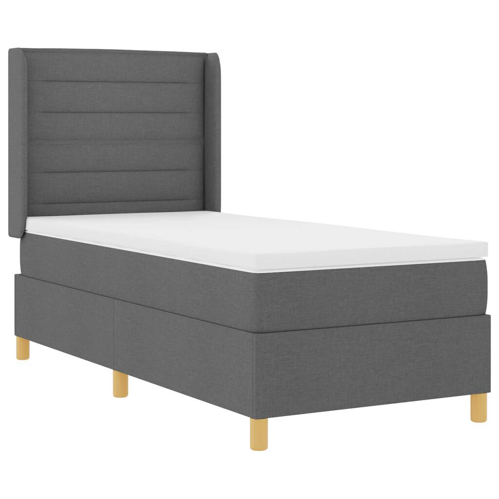 Ταπετσαρία Κρεβάτι Box Spring με Στρώμα Σκούρο Γκρι 80x200 εκ. Υφάσματος