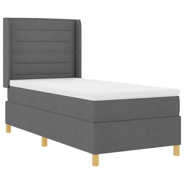 Ταπετσαρία Κρεβάτι Box Spring με Στρώμα Σκούρο Γκρι 80x200 εκ. Υφάσματος