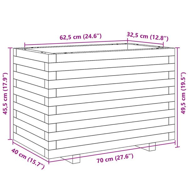 vidaXL Ζαρντινιέρα Κήπου 70x40x49,5 εκ από Μασίφ Ξύλο Πεύκου