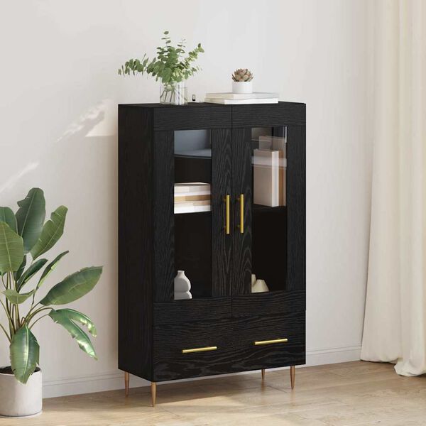vidaXL Highboard &Mu;&alpha;ύ&rho;&eta; &Omicron;&xi;&upsilon;ά 69,5 x 31 x 115 &epsilon;&kappa;. &Sigma;ύ&nu;&theta;&epsilon;&tau;&omicron; &Xi;ύ&lambda;&omicron; &kappa;&alpha;&iota; &Gamma;&upsilon;&alpha;&lambda;ί