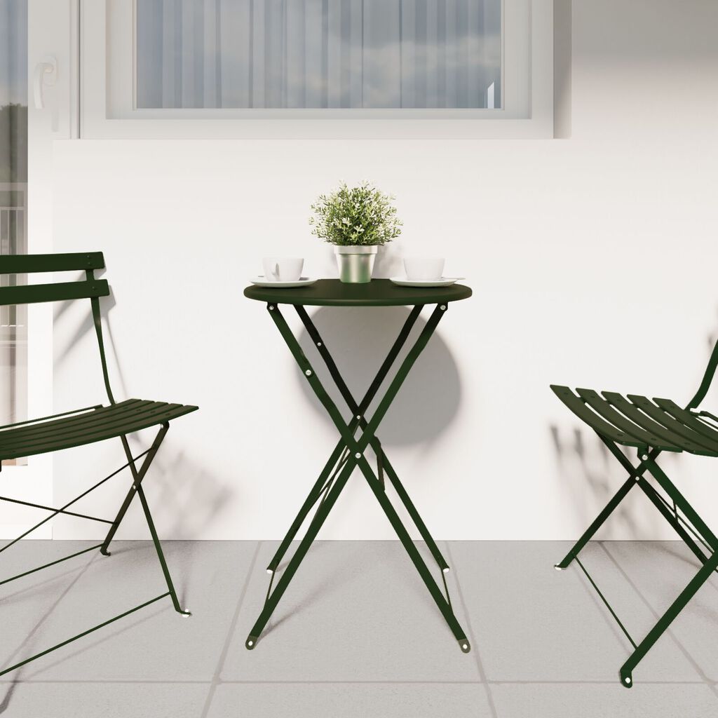 vidaXL Πτυσσόμενο Τραπέζι Bistro Σκούρο Πράσινο Ø50x71 εκ. Βαμμένο Ατσάλι