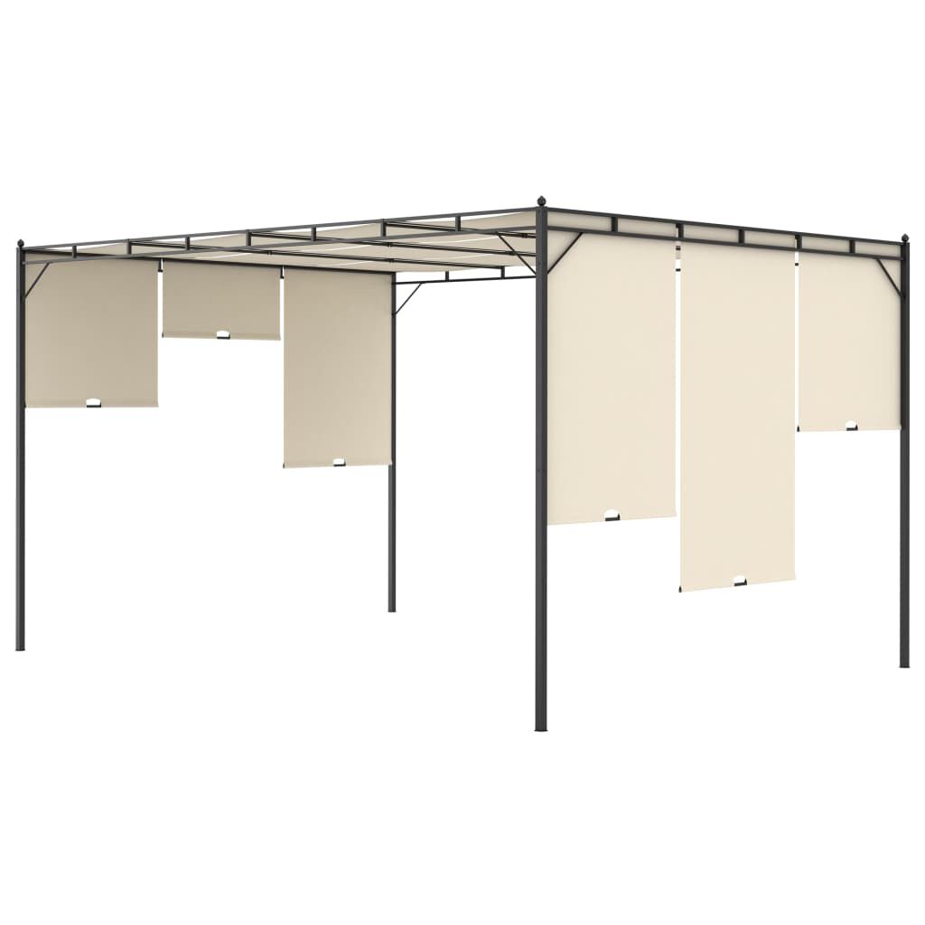 vidaXL Κιόσκι Κήπου Κρεμ 4 x 3 x 2,25 μ. με Πλαϊνή Κουρτίνα