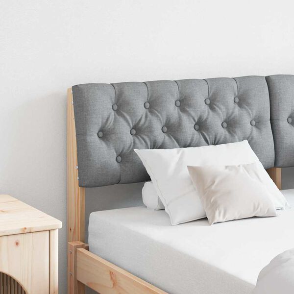 vidaXL Ταπετσαρισμένο κεφαλάρι Ανοιχτό γκρι 140 cm
