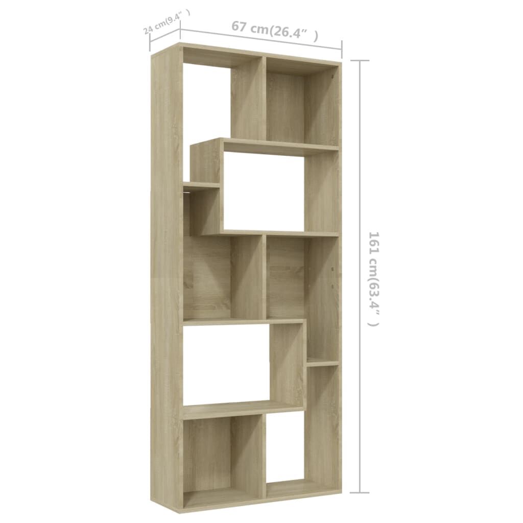 vidaXL Βιβλιοθήκη Χρώμα Sonoma Δρυς 67x24x161 εκ. από Επεξ. Ξύλο