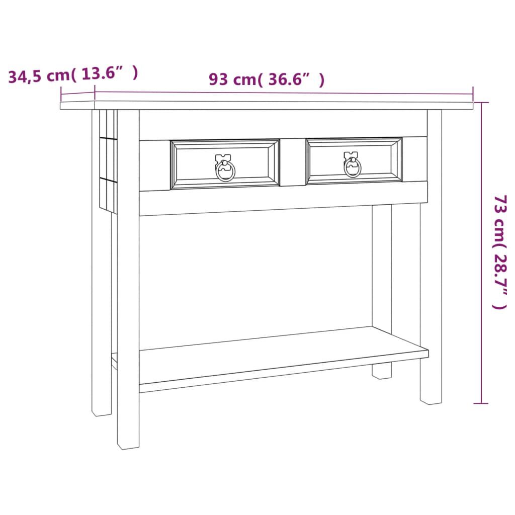 vidaXL Τραπέζι Κονσόλα Μεξικ. Στιλ Corona 93x34,5x73 εκ. Ξύλο Πεύκου