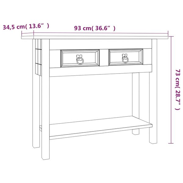 vidaXL Τραπέζι Κονσόλα Μεξικ. Στιλ Corona 93x34,5x73 εκ. Ξύλο Πεύκου