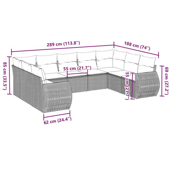 vidaXL &Sigma;&alpha;&lambda;ό&nu;&iota; &Kappa;ή&pi;&omicron;&upsilon; &Sigma;&epsilon;&tau; 9 &Tau;&epsilon;&mu;&alpha;&chi;ί&omega;&nu; &Gamma;&kappa;&rho;&iota; &Sigma;&upsilon;&nu;&theta;&epsilon;&tau;&iota;&kappa;ό &Rho;&alpha;&tau;ά&nu; &mu;&epsilon; &Mu;&alpha;&xi;&iota;&lambda;ά&rho;&iota;&alpha;