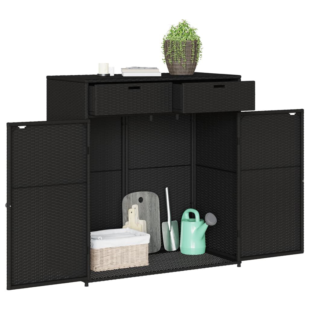 vidaXL Ντουλάπι Αποθήκευσης Κήπου Μαύρο 105x55x113 εκ. από Συνθ. Ρατάν