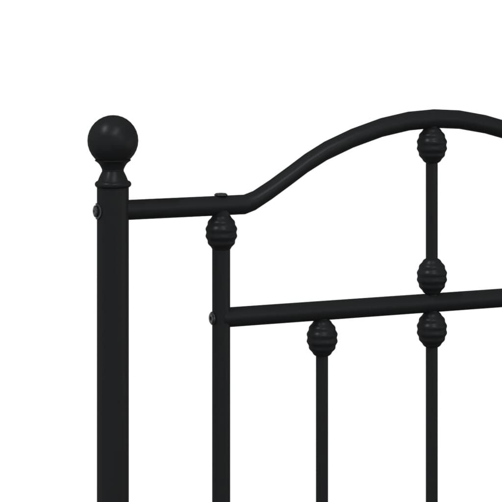 vidaXL Πλαίσιο Κρεβατιού με Κεφαλάρι&Ποδαρικό Μαύρο 120x190εκ. Μέταλλο