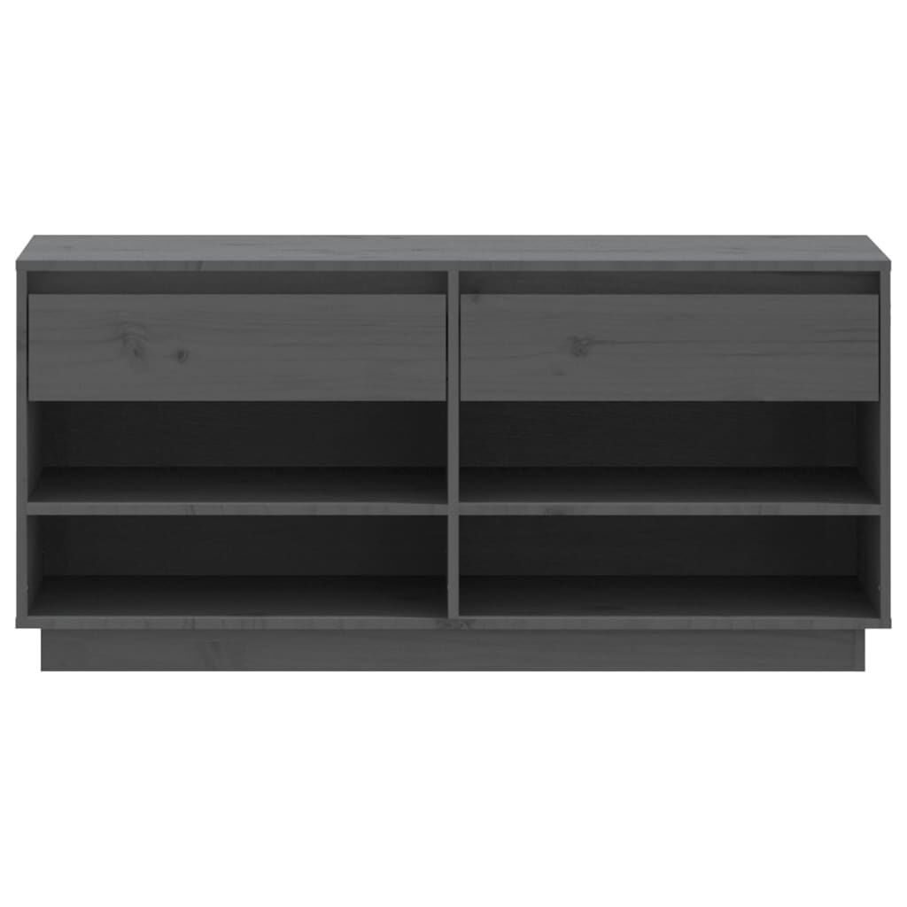 vidaXL Παπουτσοθήκη Γκρί 110 x 34 x 52 εκ. από Μασίφ Ξύλο Πεύκου