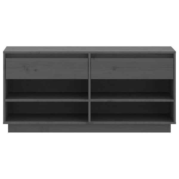 vidaXL Παπουτσοθήκη Γκρί 110 x 34 x 52 εκ. από Μασίφ Ξύλο Πεύκου