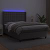 vidaXL Κρεβάτι Boxspring με Στρώμα & LED Γκρι 140x200 εκ. Συνθ. Δέρμα