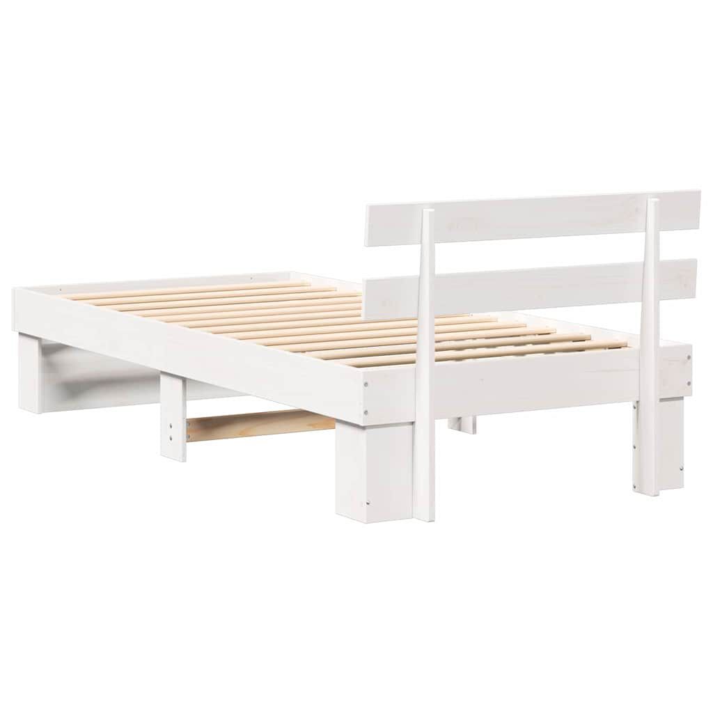 vidaXL Σκελετός Κρεβατιού Λευκό 90 x 200 cm Μασίφ ξύλο πεύκου