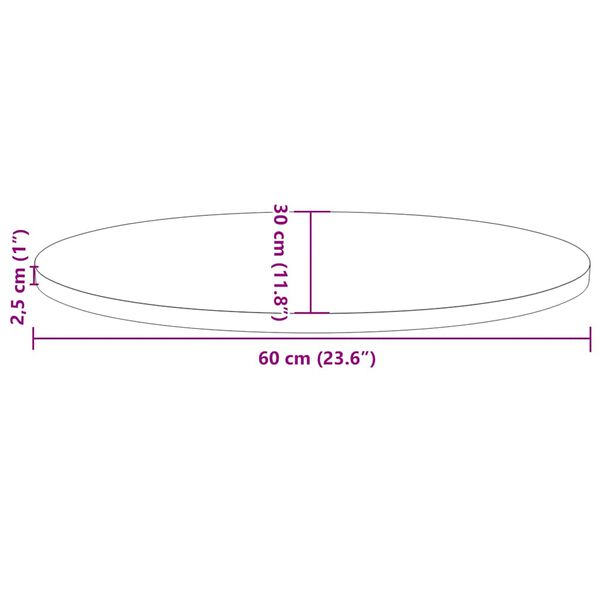vidaXL Επιφάνεια Τραπεζιού Οβάλ 60x30x2,5 εκ. από Μασίφ Ξύλο Πεύκου