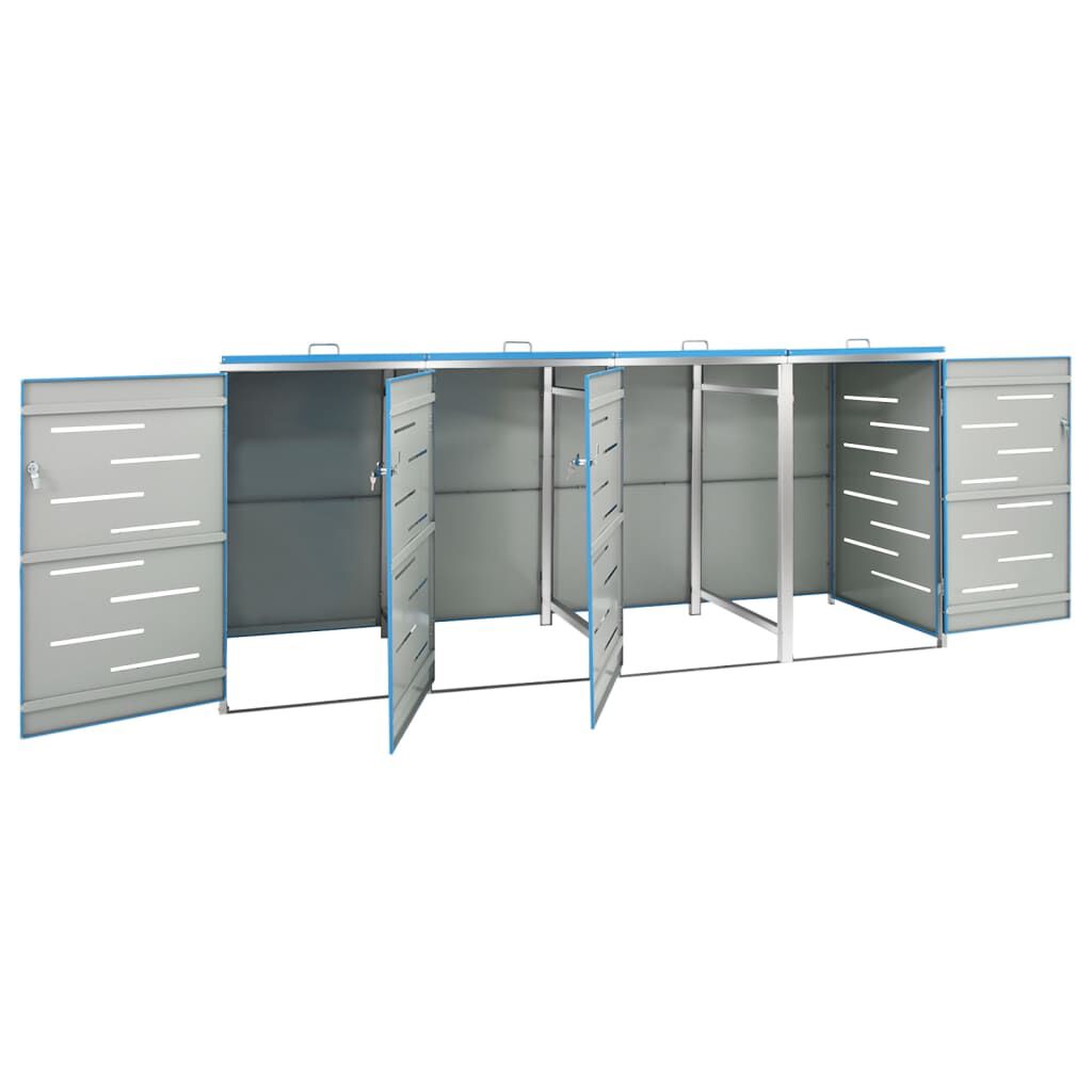 vidaXL Πλαίσιο Κάδων Απορρ. Τετραπλό Ρόδες 276,5x77,5x112,5εκ Αν. Ατσ.