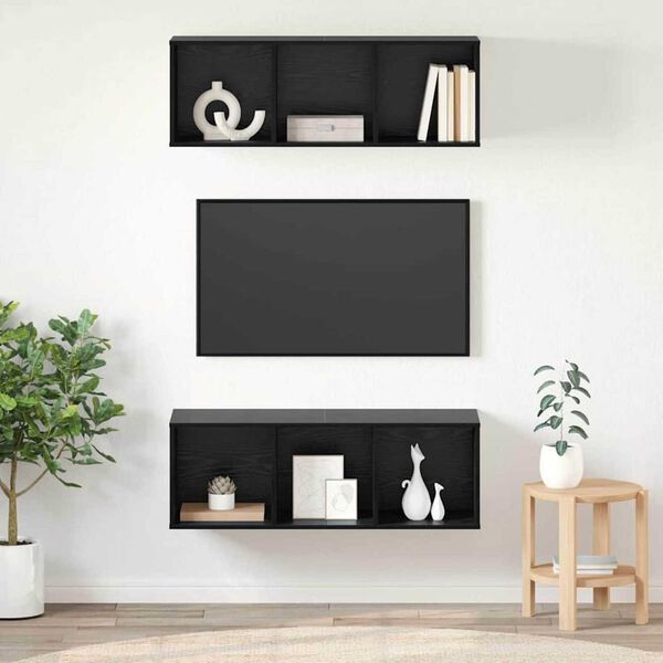 vidaXL Τοίχου ντουλάπες τηλεόρασης 2 pcs Μαύρη δρυς 37 x 37 x 107 εκ